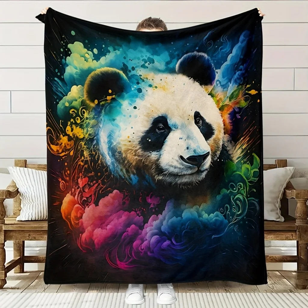 Painted panda pattern Flannel printed blanket suitable for all seasons suitable for living room office sofa and travel 180x250CM