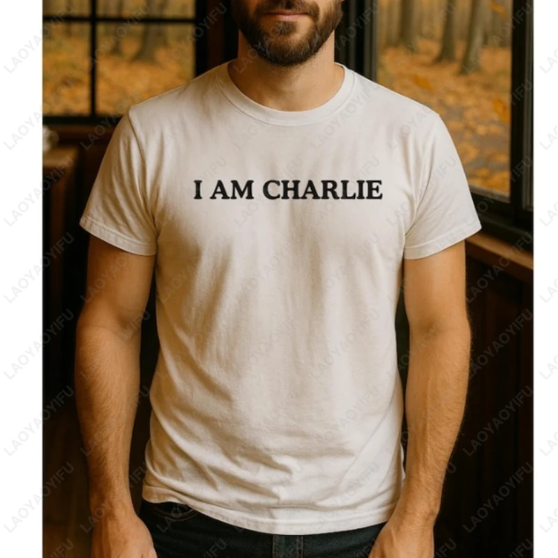 

Рубашка I Am Charlie Kirk Solidarity для мужчин и женщин, высококачественная хлопковая рубашка с коротким рукавом, повседневная классическая летняя футболка в простом стиле