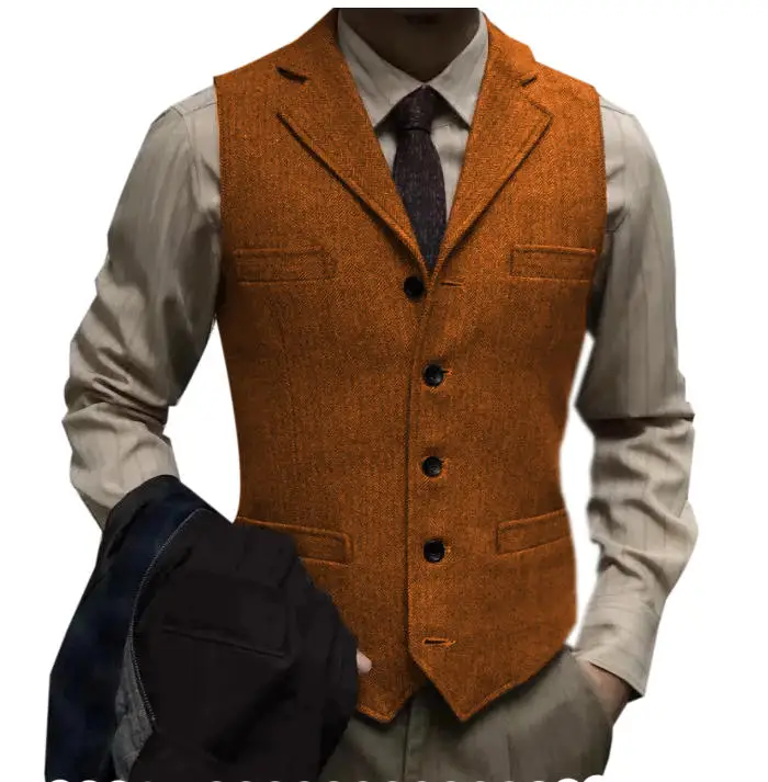 Mens Suit Vest Lapel V Neck Wool Herringbone Casual Formal Business Vest  Waistcoat Groomman For Wedding Green/Burgundy/Brown - AliExpress 200000343
