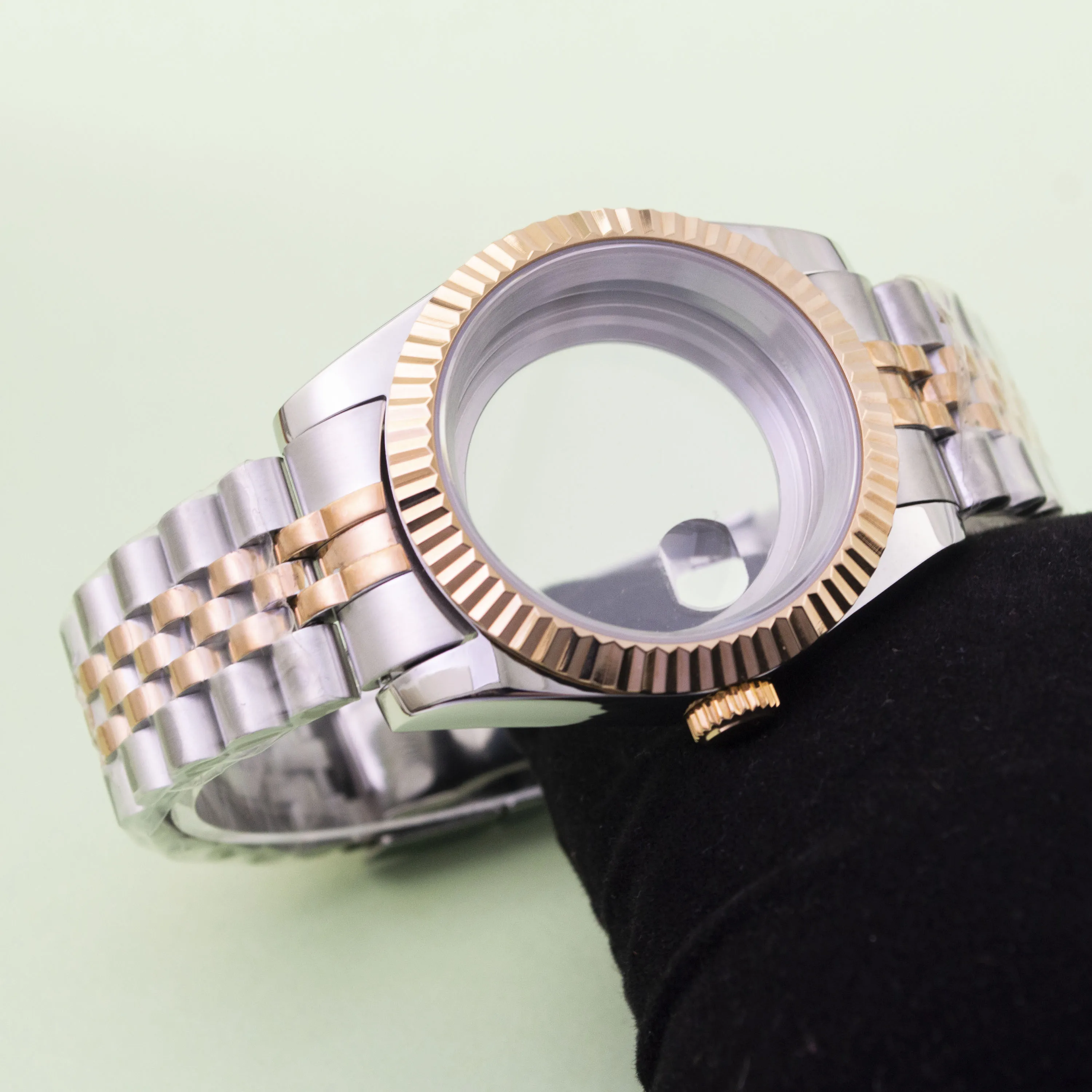 Sapphire Crystal NH35 Watch Case Strap 10ATM Waterproof Case For NH34 NH35 NH36 Movement Datejust Case Jubilee Bracelet Strap