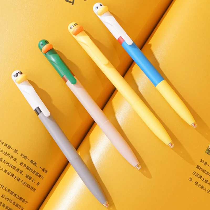 Cute Duck Rotating Gel Pen 0.5mm Black - for Students Writing Office Signing