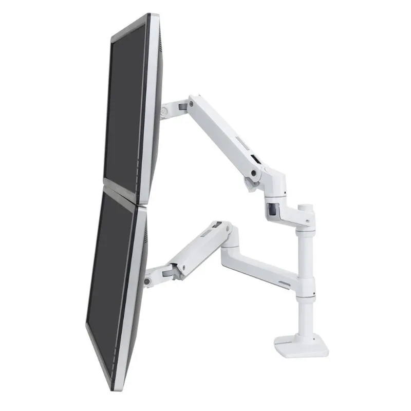LX45-492 Dual screen dual arm desktop monitor bracket, lifting robot arm white