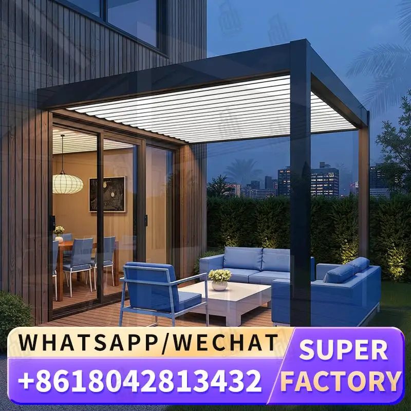 

Outdoor Garden Waterproof Patio Roof Automatic Weatherproof Wall Louvered Aluminum Structure in US for Backyard Party and Family