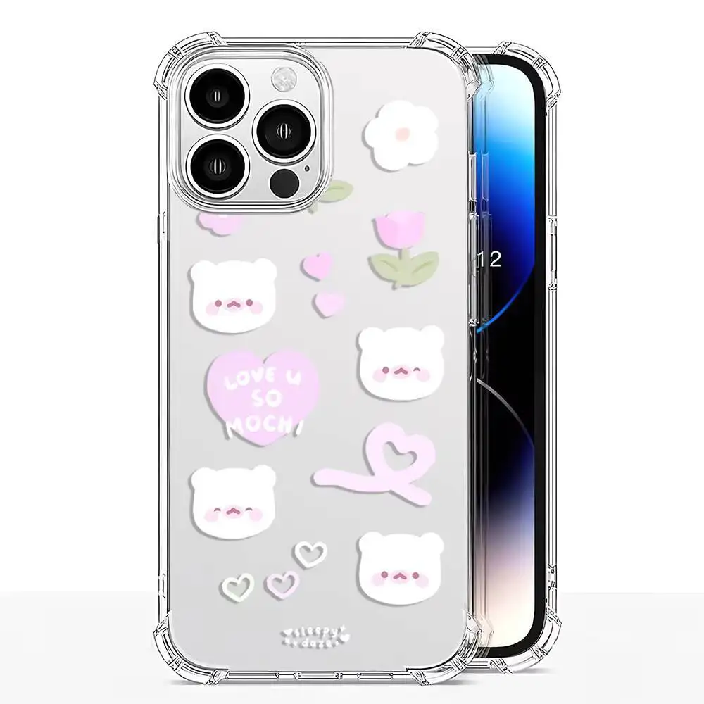 لطيف الحب الأبيض الدب أيام ممطرة جراب هاتف آيفون 17 16 15 14 13 12 11 برو ماكس زائد الهواء لينة واضح غطاء من البولي يوريثان الحراري #3