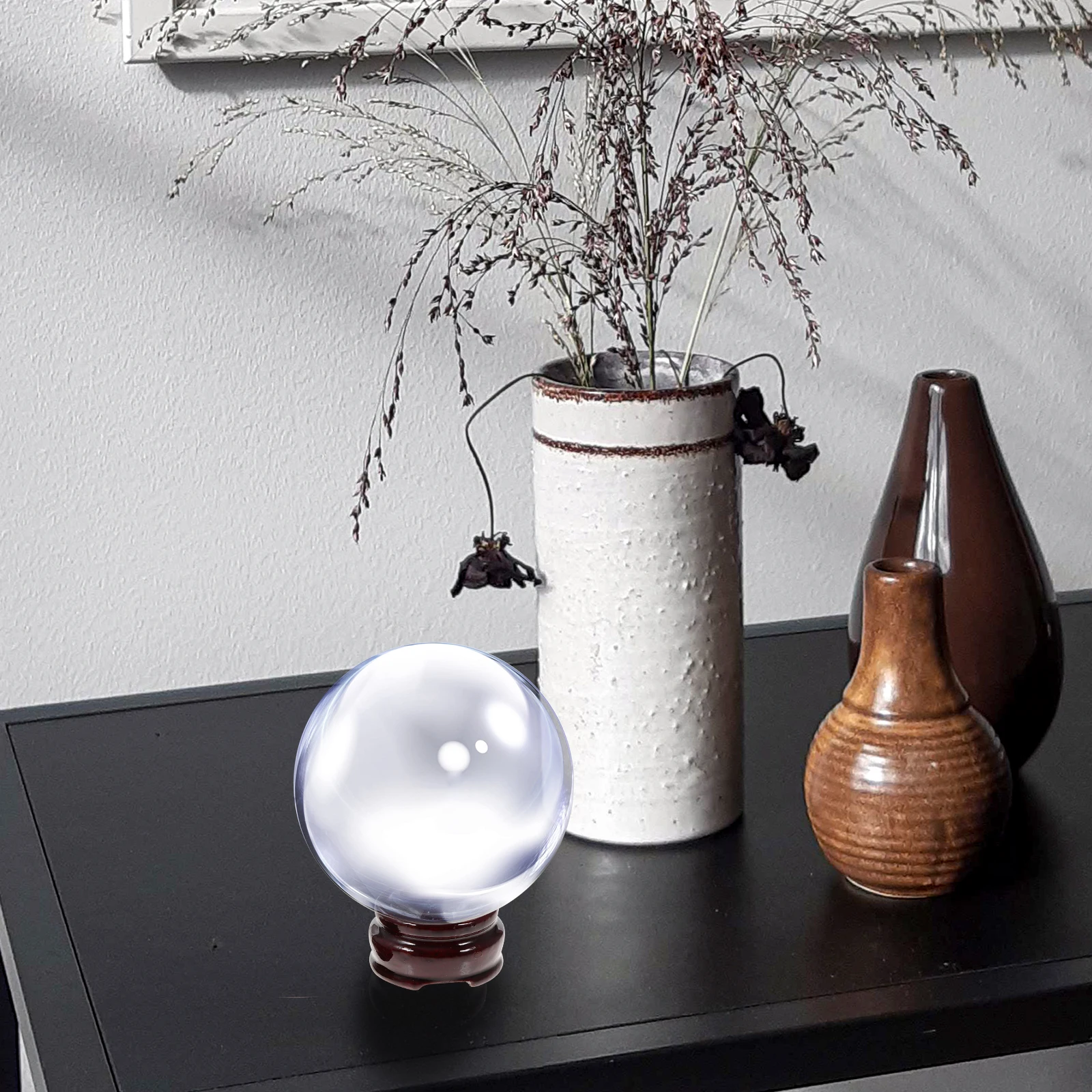 

24 Pcs Wooden Base Retro Decor Ornament Sphere Stand Ball Display for Crystal Holder