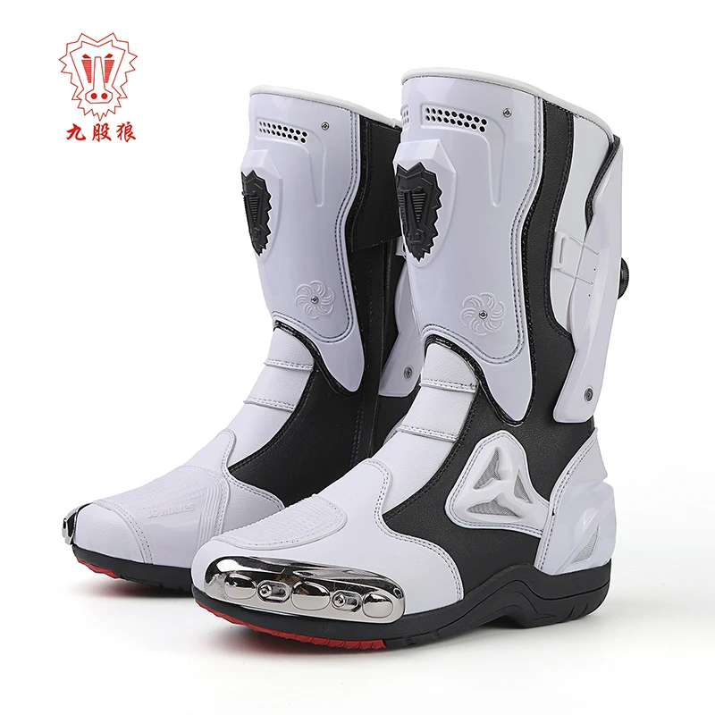 

Men's Motorcycle Boots Motorcycle Track Riding Shoes Thickened Nanofiber Upper Rubber Anti Slip Outsole Breathable Mesh