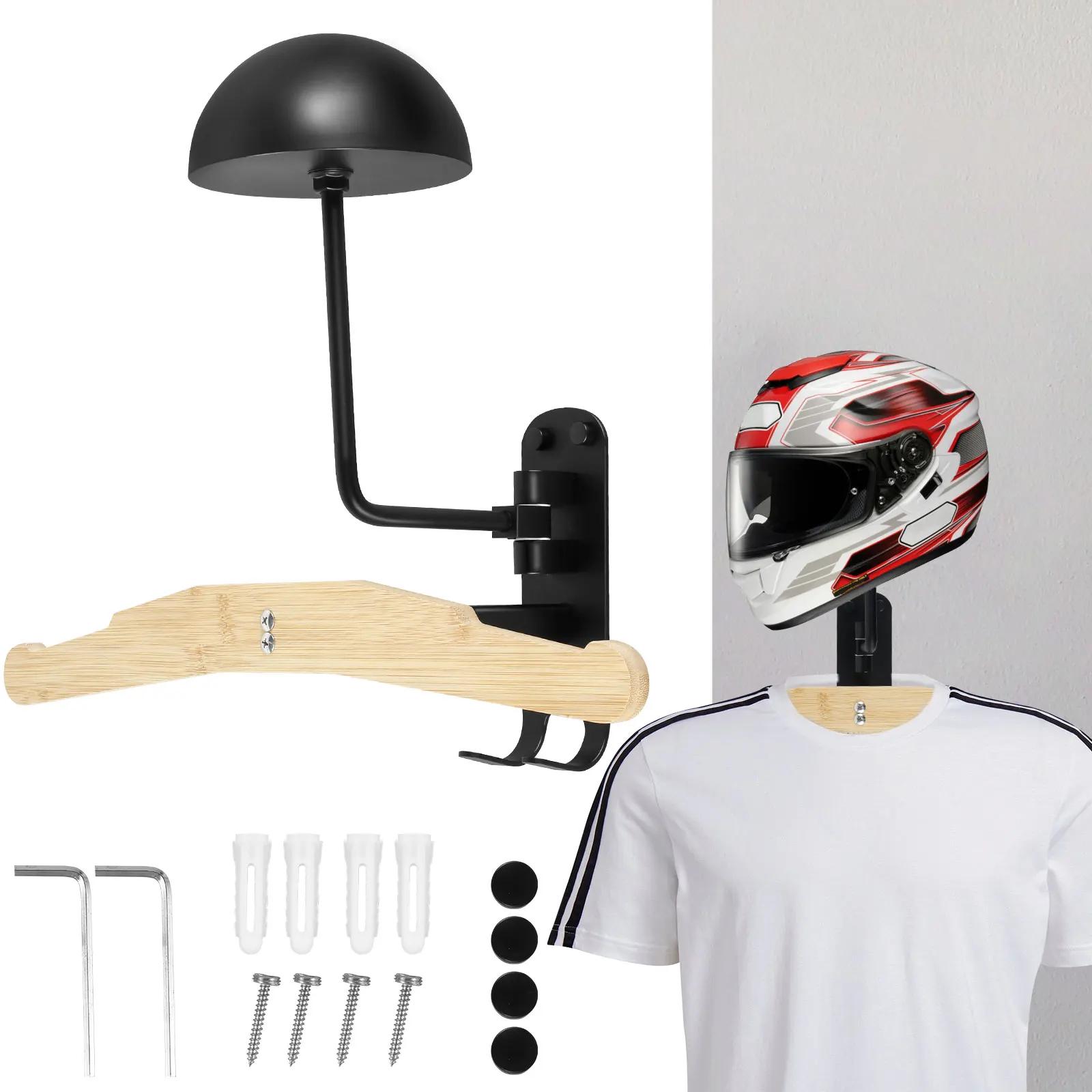 

1Pc Motorcycle Helmet Rack 180° Rotation Heavy Duty Wall Mounted Helmet Storage Stand Multipurpose Aluminium Alloy Helmet Hanger