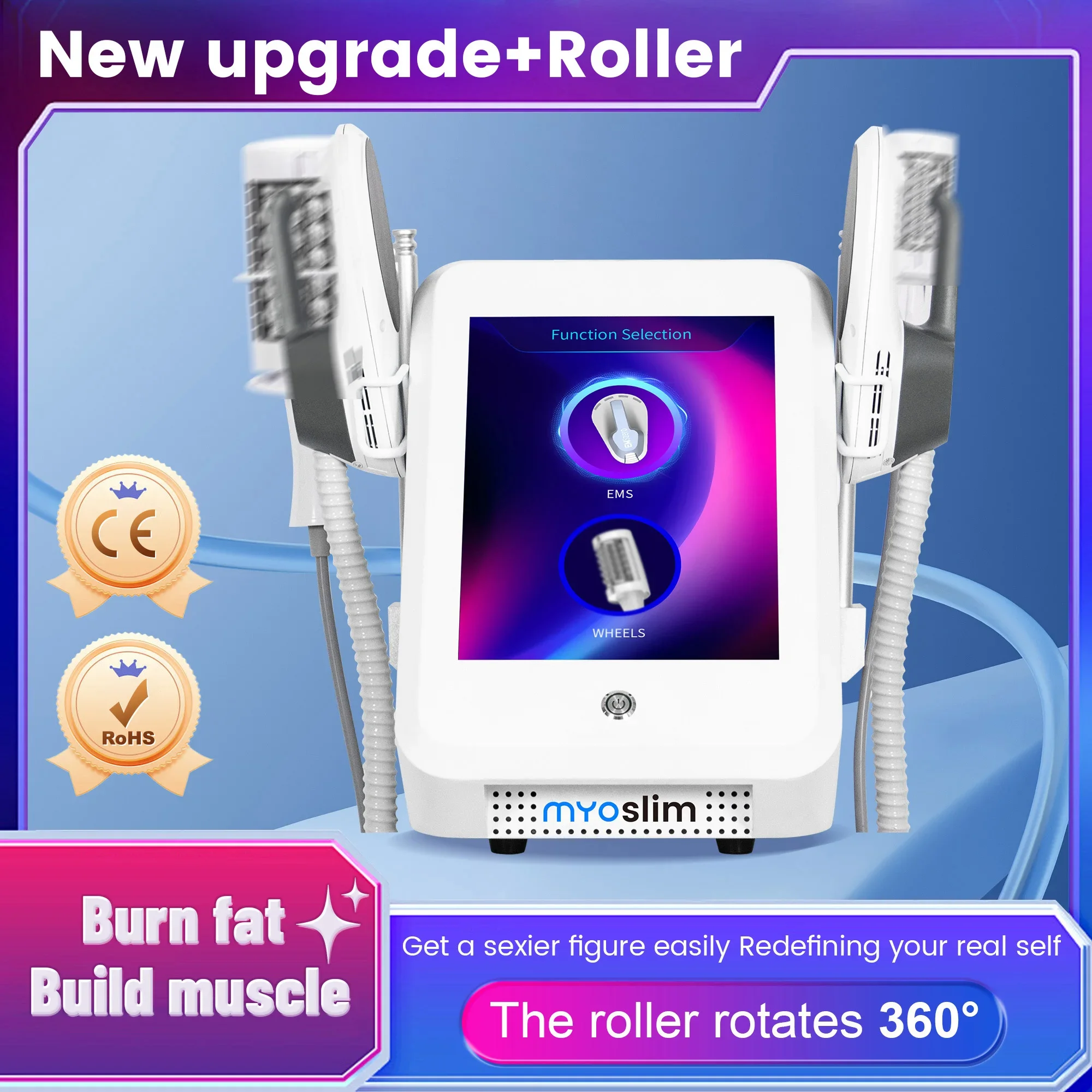 

MYOslim EMS Nova Hi-EMT RF Roller 2-in-1 Muscle Gainer & Slimming Fitness Machine Health And Beauty Equipment