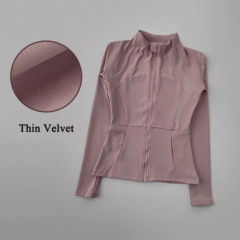 

Женская флисовая спортивная куртка с длинными рукавами, утягивающее теплое пальто для йоги, пилатеса, фитнеса, бега на осень-зиму