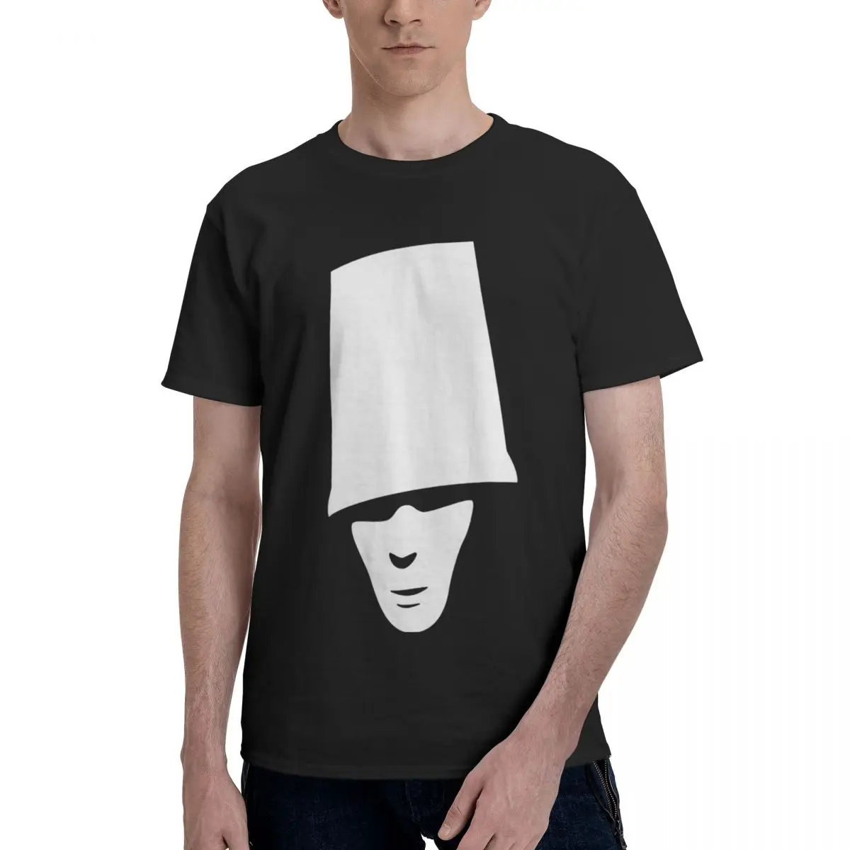 

Unique Buckethead 100% Cotton Casual Breathable Confortable Tops Funny Men's T-Shirt Graphic Tee