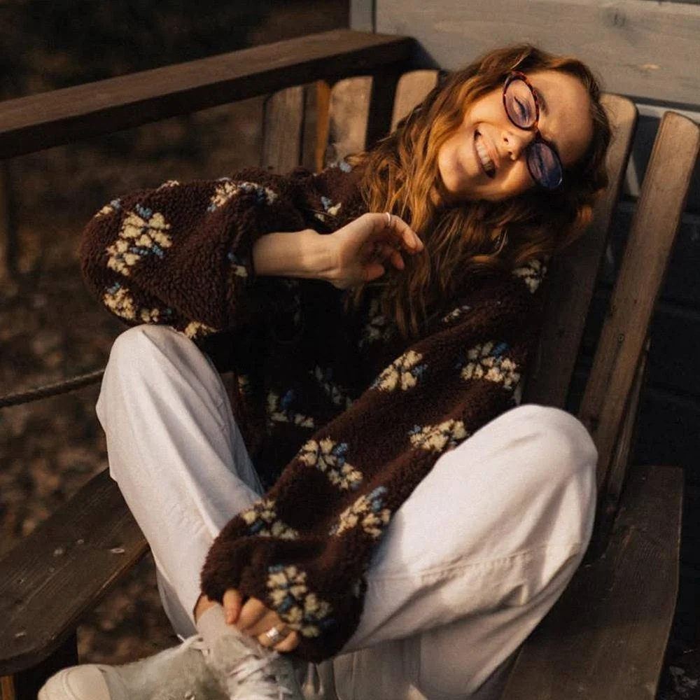

Floral Fleece Sweatshirt Women's Warm Hooded Plush Long Sleeve Casual Style Autumn Winter New Arrival Comfortable Streetwear