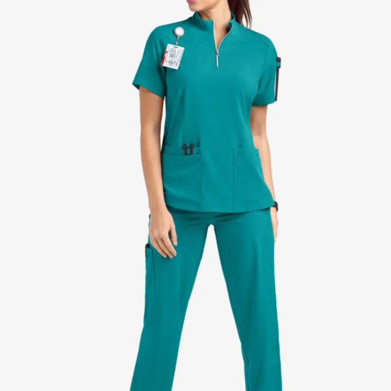V넥 간호사 스커브 세트, 유니섹스 의료 유니폼, 여성 병원 의사 작업복, 구강 치과 수술 작업 유니폼, 반팔