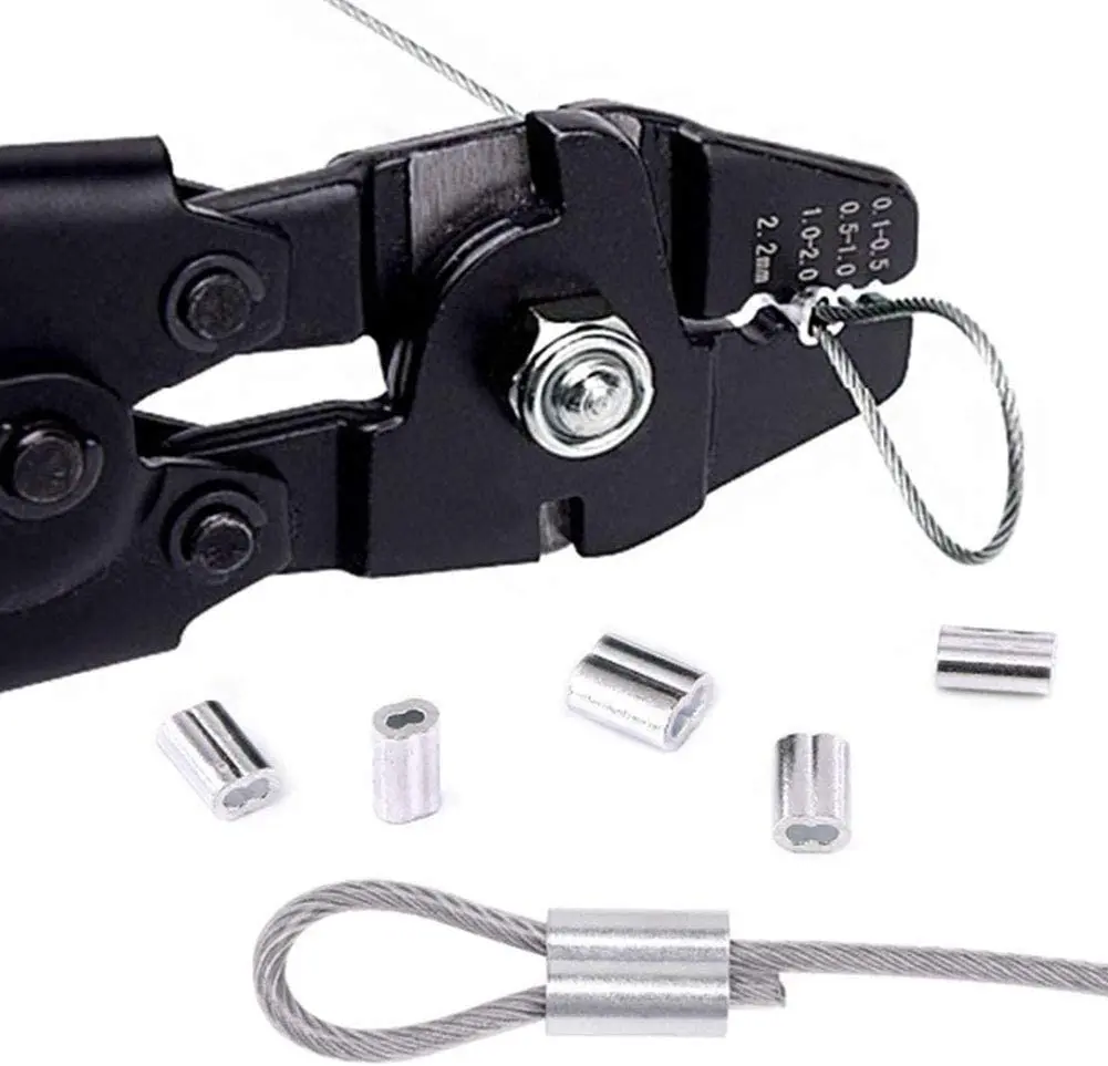 Imagem -05 - até 2.2 mm Friso Alicate Fio Corda Swager Crimper Pesca Friso Ferramenta de Alumínio Duplo Barril Virola Friso Laço Manga Kit