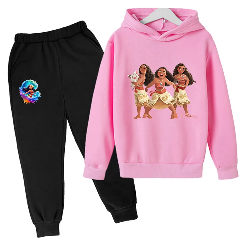 

Moana Girls' Hoodie Set, Anime Hoodie, Pants, 2 Pieces, Children and Teenagers' Anime Lamp Post, Children's Clothing, Sportswear