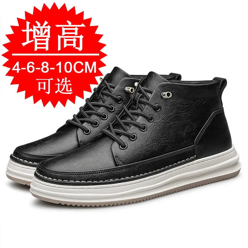 Hoge top heren Innerlijke Verhoogde Schoenen Lederen Sport Casual Schoenen Onzichtbare Hoogte Toenemende Schoenen Mannen Sport Lift 8CM 10CM