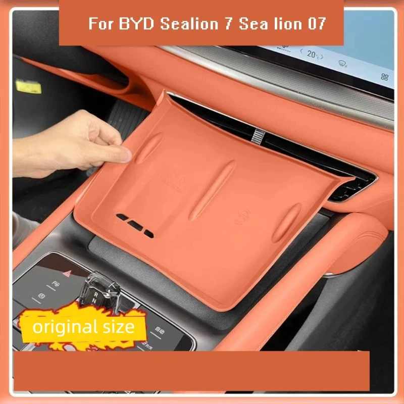 

Car Central tray wireless charging silicone pad Non-slip mobile phone Mat TPE water cup holder For BYD Sea Lion 07 EV 2024 2025