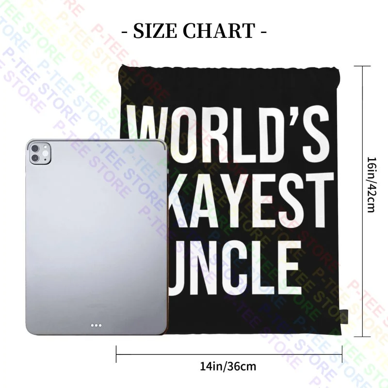 Worlds Okayest Uncle Awesome Funny Family Reunion Text Saying Drawstring Bags Gym Bag Fashion Outdoor Running