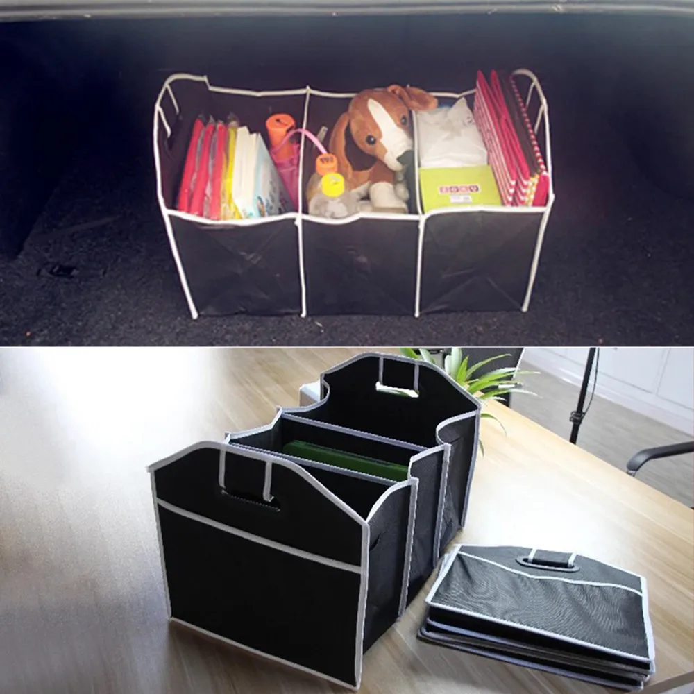 Car Trunk Organizer Folding Sturdy Robust Car Storage Box Car Boot Organiser Shopping Tidy Collapsible Space Saving Storage Box