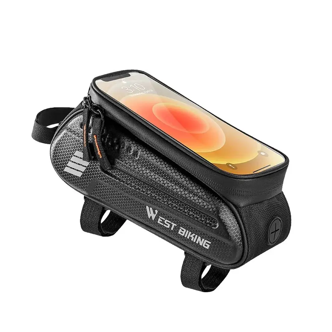 

Водонепроницаемая сумка на раму велосипеда для мобильных телефонов с сенсорным экраном, велосипедная сумка для хранения и держатель для телефона на велосипед
