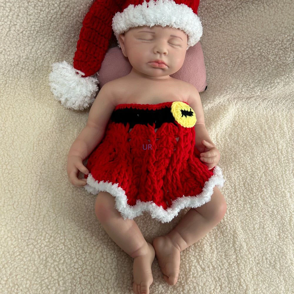 20" Squish Asleep Reborn Doll Handmade Full Body Silicone Newborn Baby Loulou Realistic Silicone Baby Doll Xmas Gift Kits