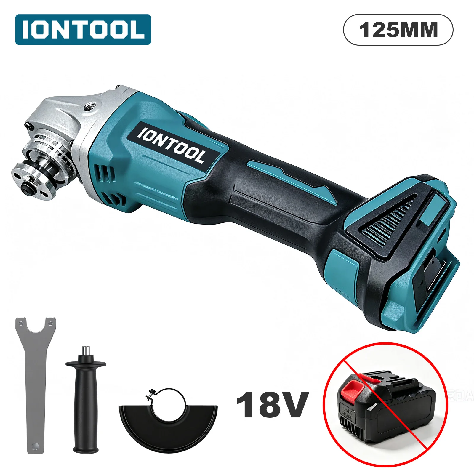 IONTOOL 850W 10000RPM 125mm Brushless Cordless Angle Grinder for Metal Cutting Grinding and Polishing Tool Only