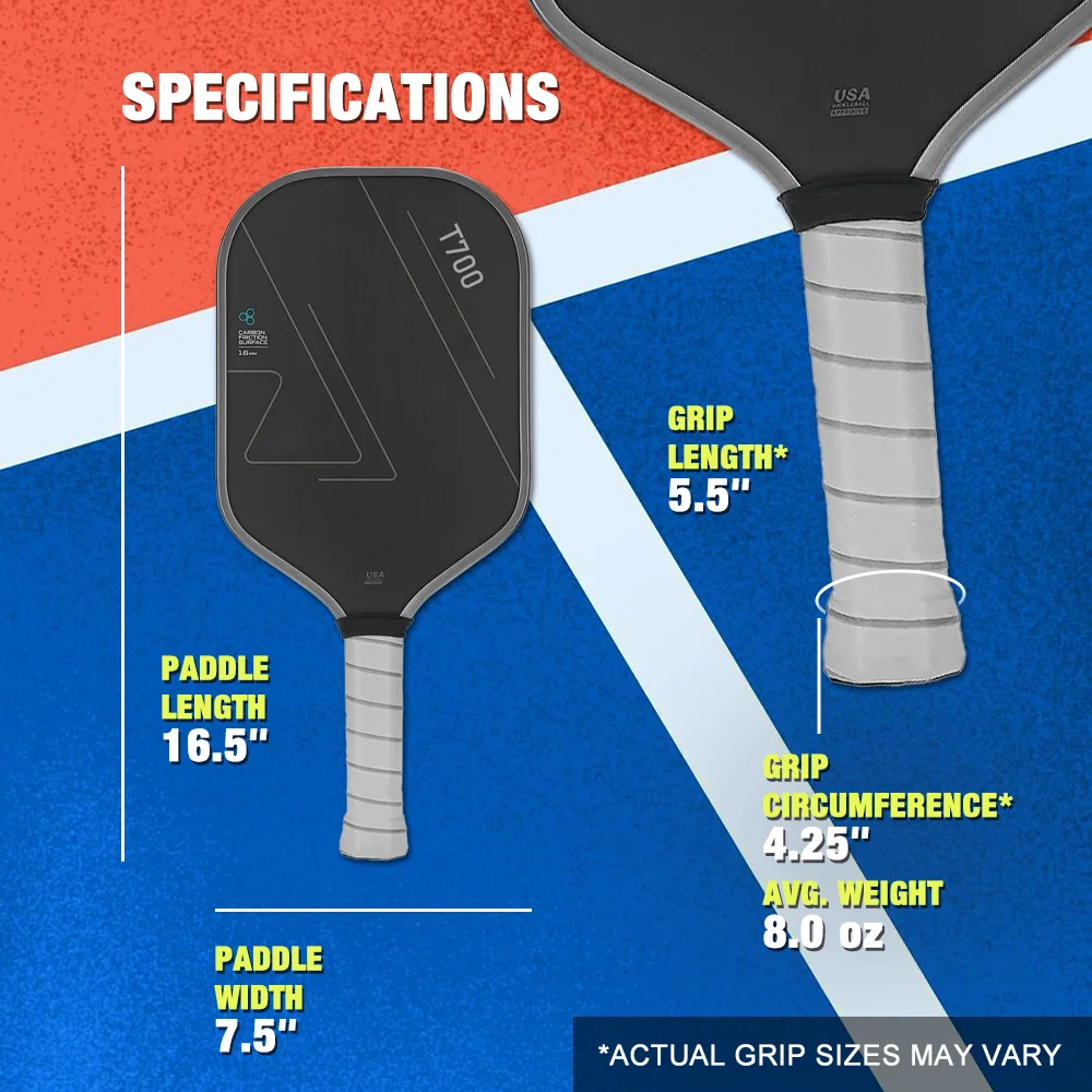 USAPA Approved T700 Raw Carbon Fiber Pickleball Paddle Spin Textured Surface