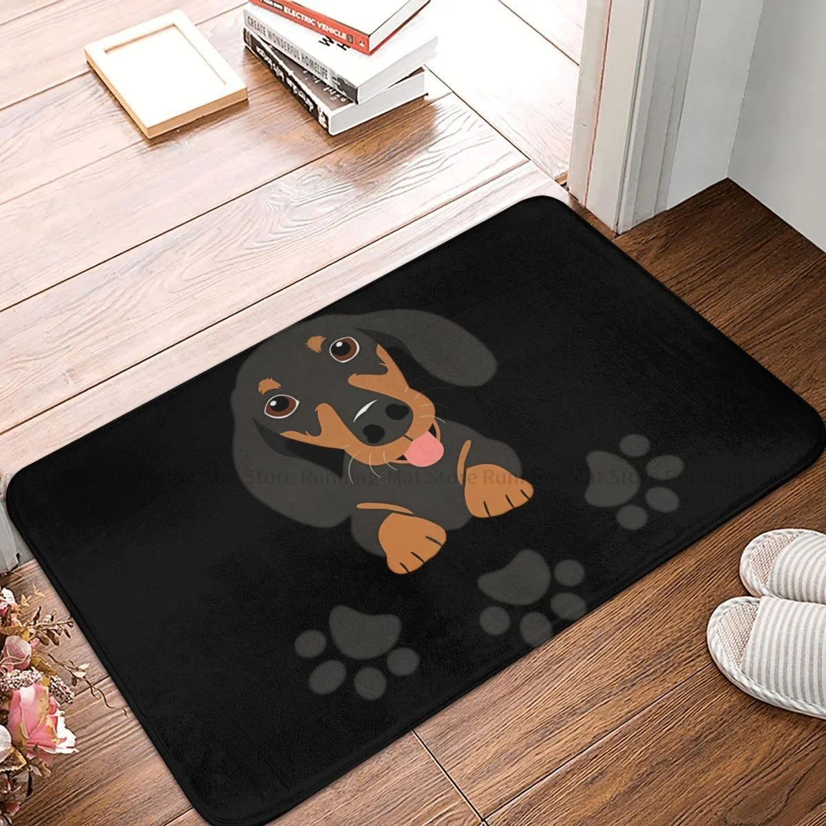 Non-slip Doormat Kitchen Mat Dachshund Sausage Dog And Paw Print Hallway Carpet Welcome Rug Bedroom Decor