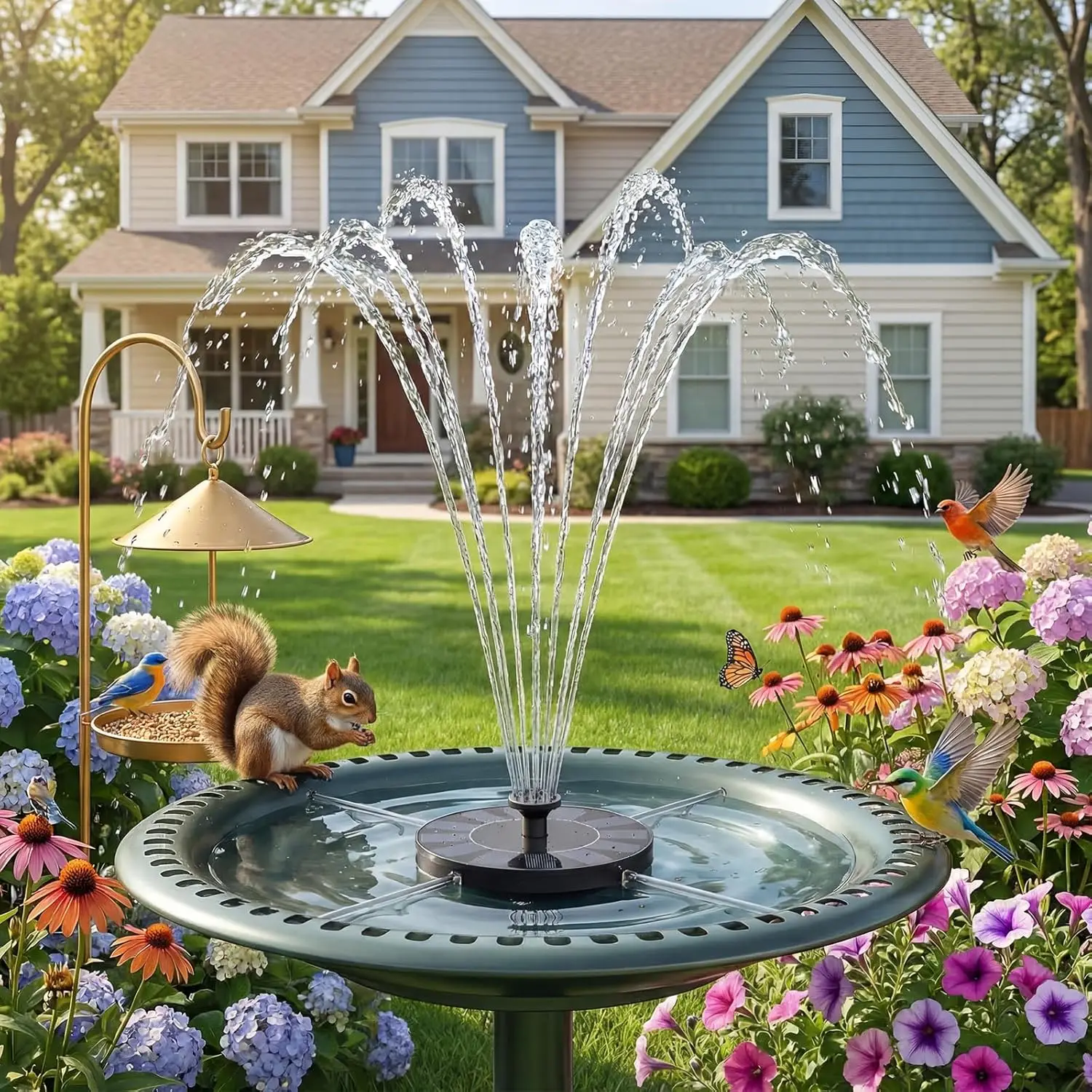 Fuente Solar Mejorada para Baño de Pájaros, Bomba de Agua Solar Mini Independiente para Jardín Exterior, Pecera, Estanque y Piscina
