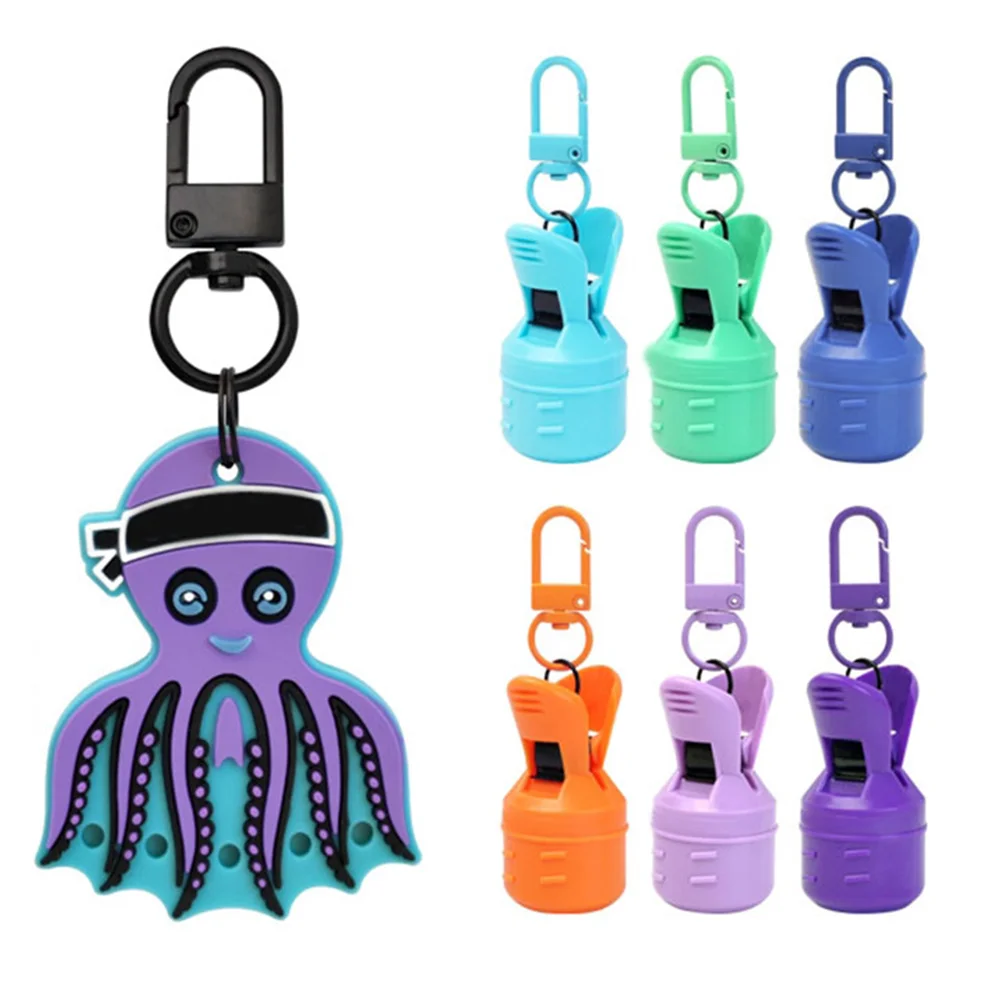 

6Pcs Squid Jig Bait Protector Kit Webfoot Octopus Egi Hooks Cover Cuttlefish Umbrella Lure Cap With Carabiner Sea Accessories