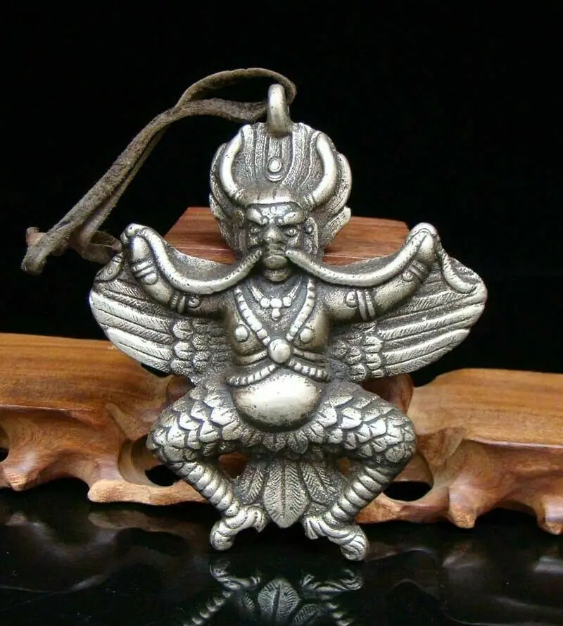

Collectible Handmade Carved Statue Thor Tibetan Silver Amulet Pendant
