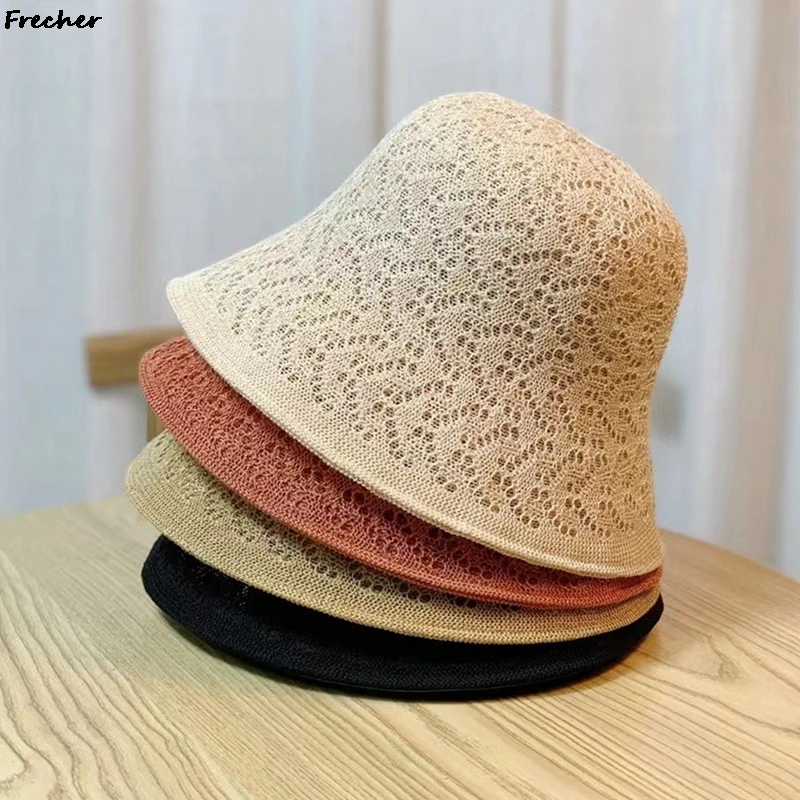 Hollow Fisherman Hat Mesh Bucket Hats Summer Autumn Fashion Sun Caps Women Party Panama Travel Beach Crochet Headwear Elegant