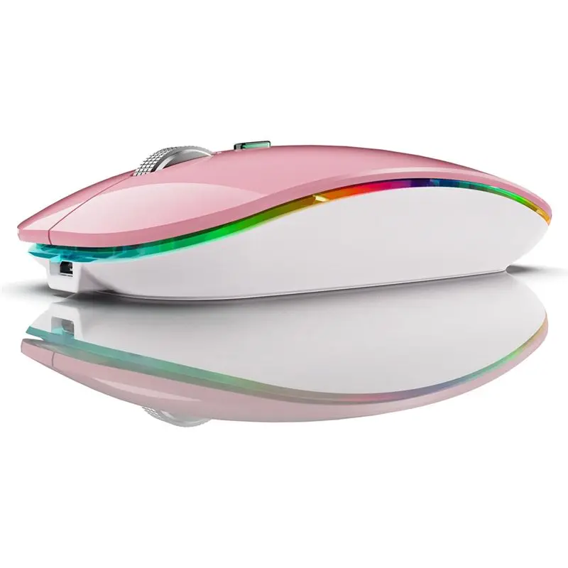 A99X BT5.1+2.4Ghz Wireless Mouse with Mouse Jiggler,Rechargeable 2.4G Mouse, Mouse Mover for USB-Enabled Computer,Pink