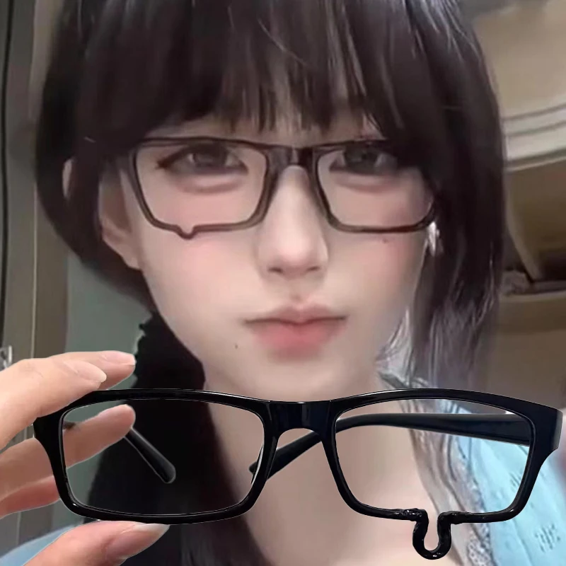 

Anime Cosplay Cry Glasses Without Lenses Y2K Unisex Square Teardrop Eyeglass Spectacles Eyewear Costume Ornament Gifts