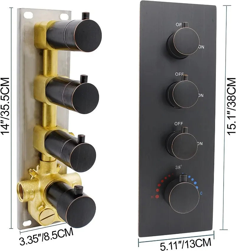 Shower Diverter Valve Flow Water Control Can Run Together Concealed Thermostatic Mixer Brass Valve  Oil Rubbed Bronze