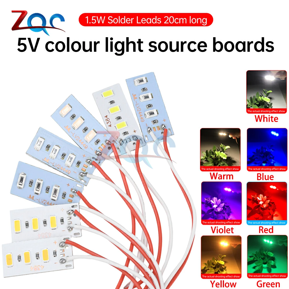 

5pcs High Brightness 1.5W 5V LED 5730 SMD Color Lamp Bead Light Board Bulb With Line Red Yellow Green Blue Warm White Light