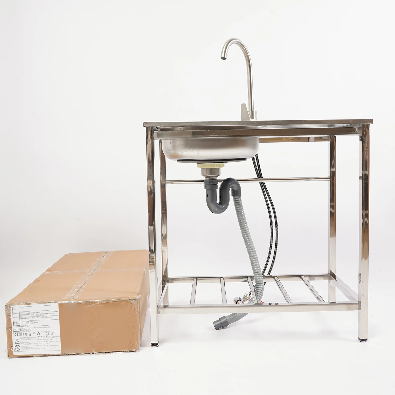 Stainless Steel Kitchen Sink Freestanding Sink Single Bowl Undermount Sink for Kitchenette Home Improvement