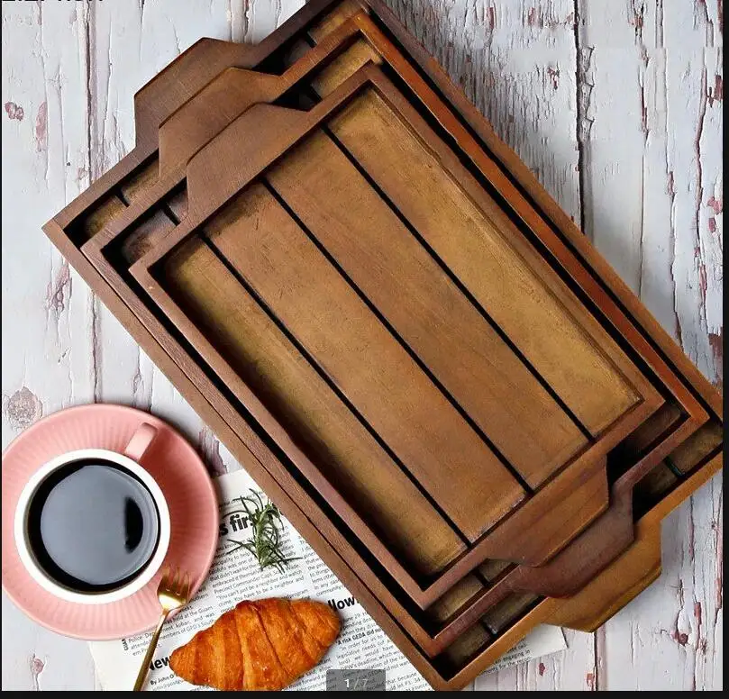 

Rectangular Solid Wood Tray Storage Trays Tea Serving Wooden Pallets Dessert Plate Dim Sum Sushi Plates Dish