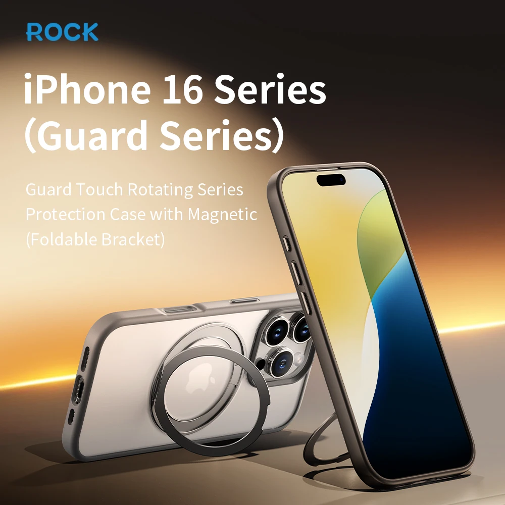 

ROCK Translucent Matte Magnets Case for iPhone 16 Pro Max with Magnetic Invisible Stand Shockproof Back Cover for iPhone 16 Pro