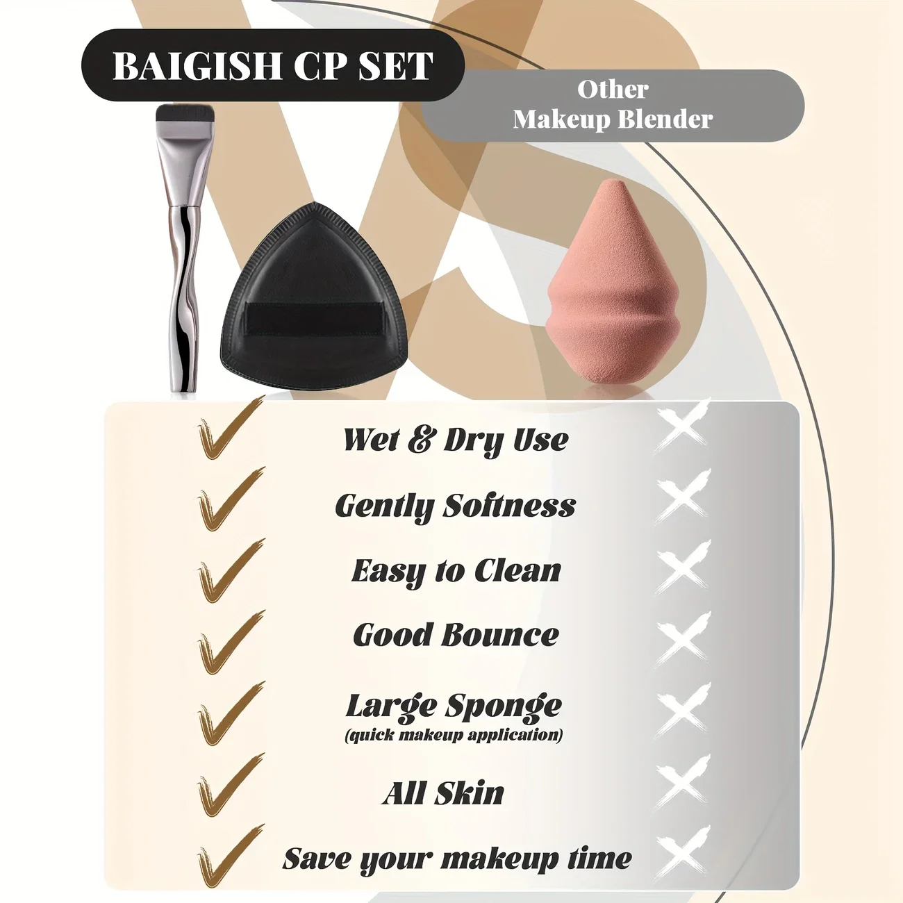 Zestaw gąbek do makijażu i pędzli do podkładu - 1 puszka do pudru + 1 pędzel do blendowania - do płynnego i kremowego makijażu - wyjątkowo miękki