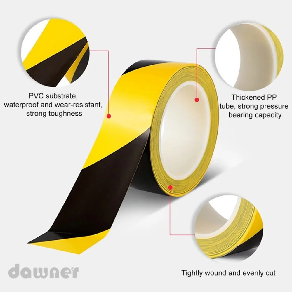 48mm X 33m Black and Yellow Duplex Safety Warning Tape Floor Safety Warning Tape PVC Thickened Wear-resistant Floor Tape