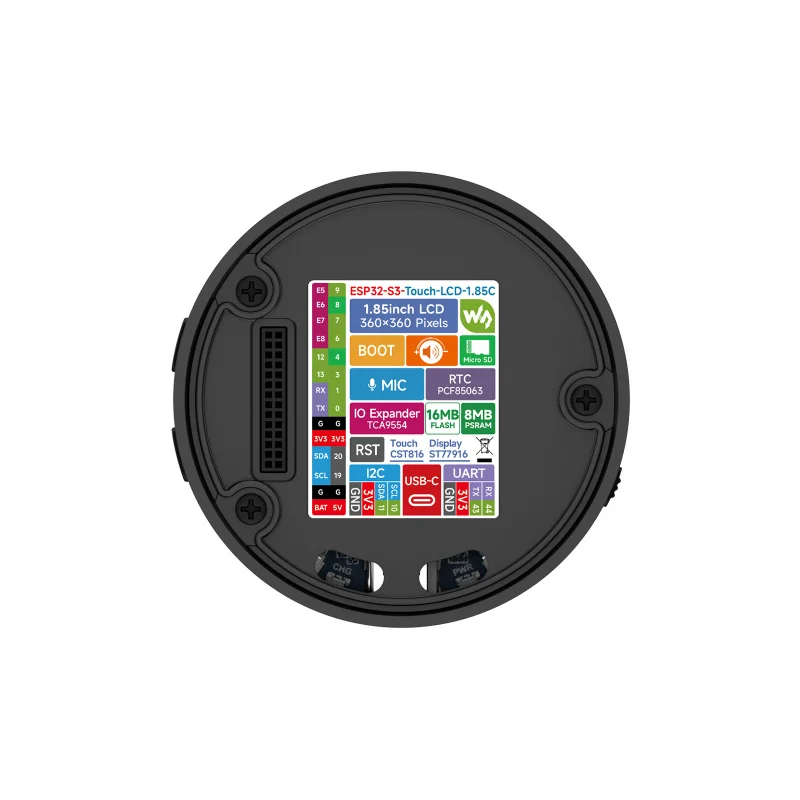 

Официальный продукт Makerseek & Waveshare ESP32-S3-Touch-LCD-1.85C-SKU-30683 — цена без учета стоимости доставки