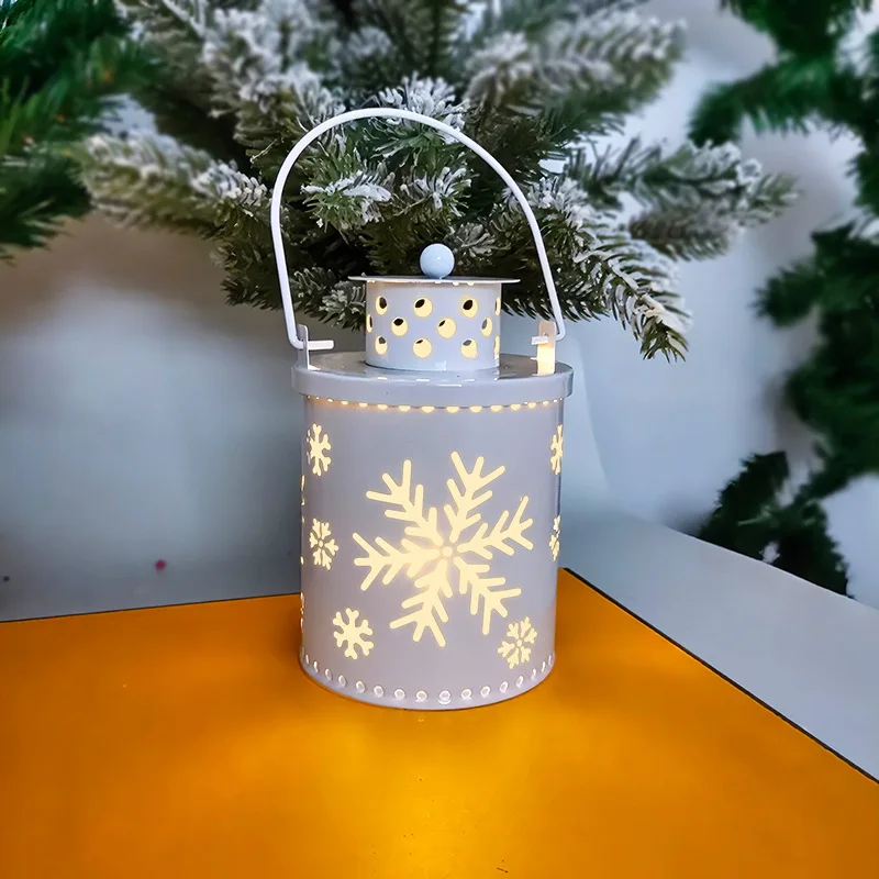 Luz de vela de Navidad, farol electrónico de estilo nórdico, adorno creativo para decoración de vacaciones, luz de linterna de mano