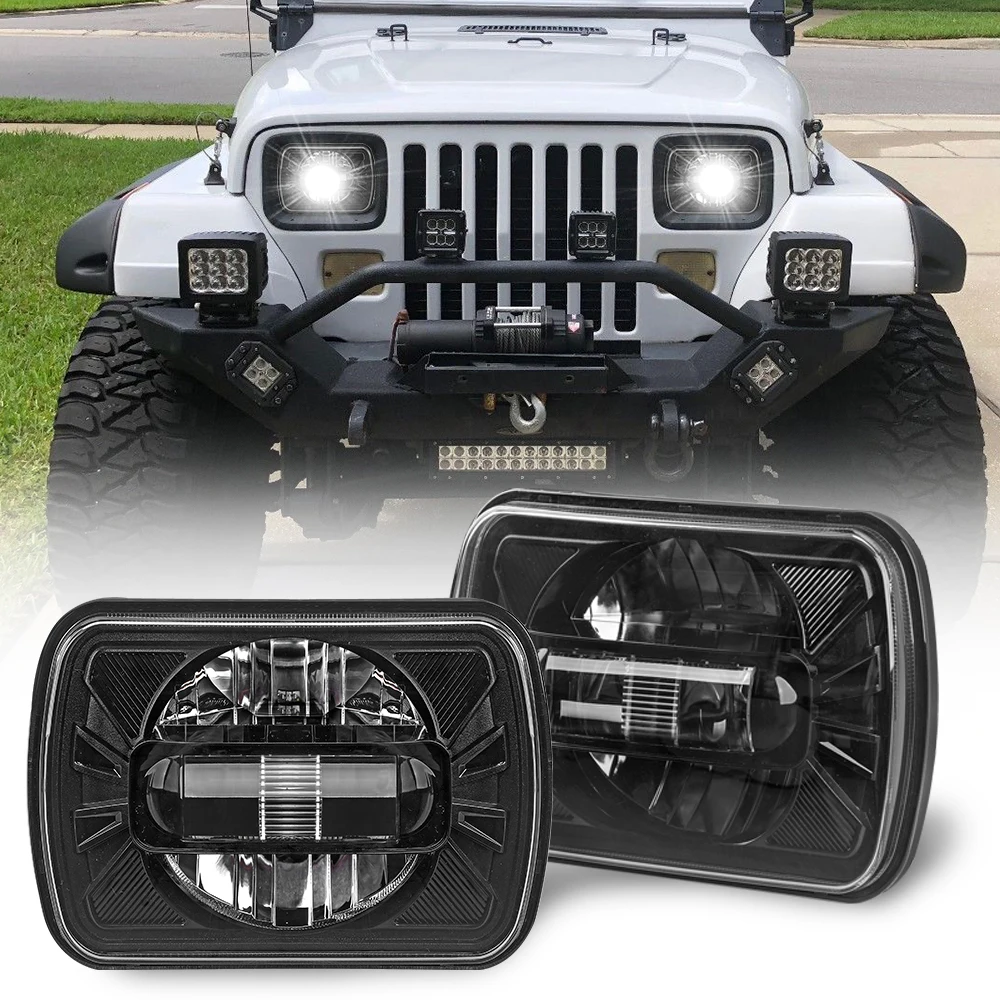 

2Pcs Auto Car Light Accessories 7" Square Headlight 5X7 7x6 Led Square Headlamp for Jeep Wrangler Yj Cherokee Xj Toyota 4 Runner
