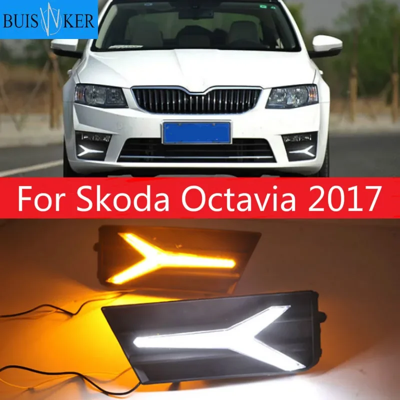 

LED Daytime Running Light For Skoda Octavia 2017 Car Accessories Waterproof 12V DRL Fog Lamp Decoration