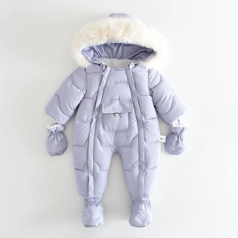 IYEAL Kids Hooded Romper Warm Fleece Lining Outerwear Winter Overalls Children Clothing Kids Snowsuit Infant Baby Jumpsuit