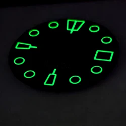 28.5mm Matte Black Watch Dial Fit SKX007 SKX009 6105 SRPD Tuna Monster Turtle Watch For NH35 NH36 Movement With Super C3 Green