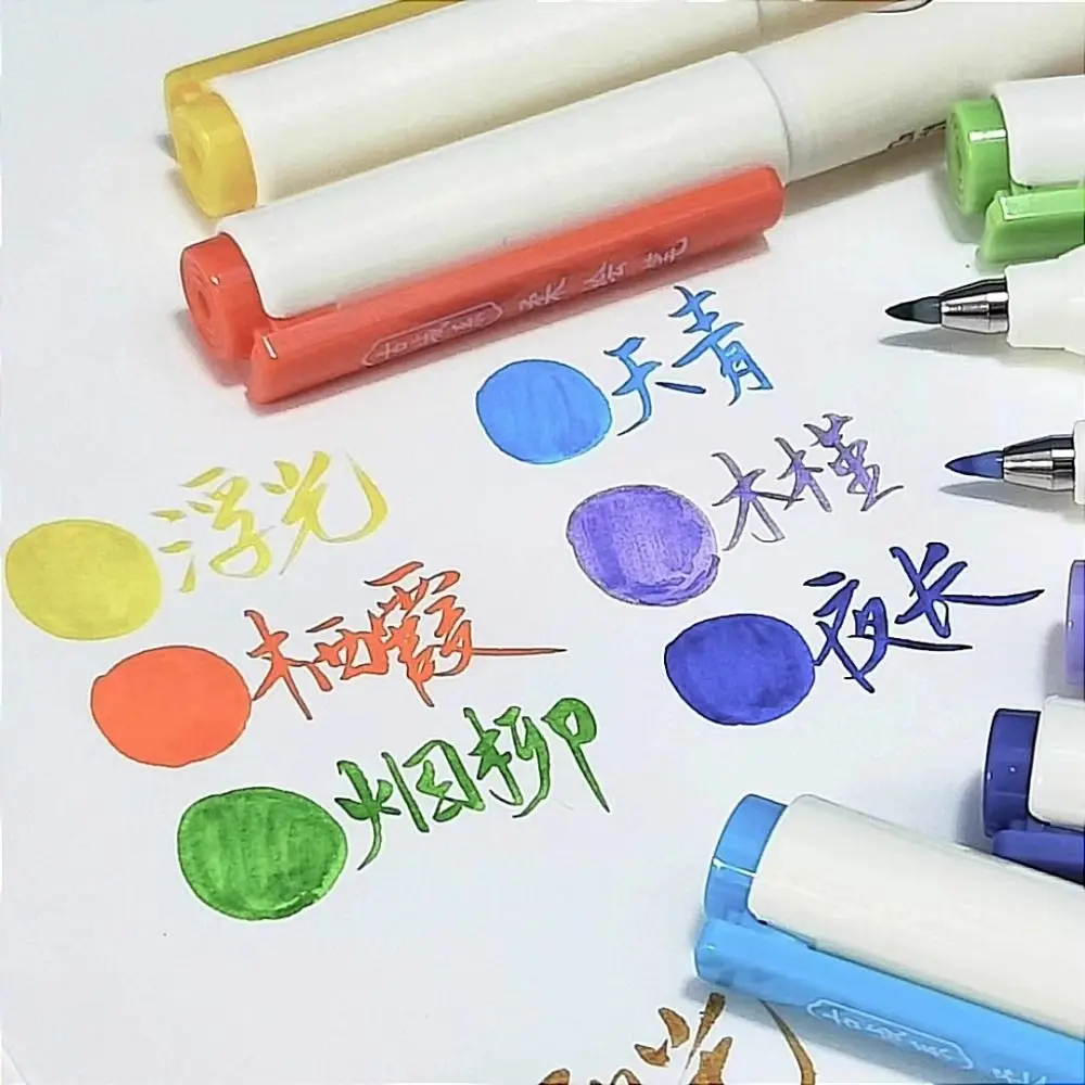 

6Pcs Soft Nib Calligraphy Brush Pen Aesthetic Stationery Stackable Color Painting Marker Multicolor Smooth Writing Felt-tip pen