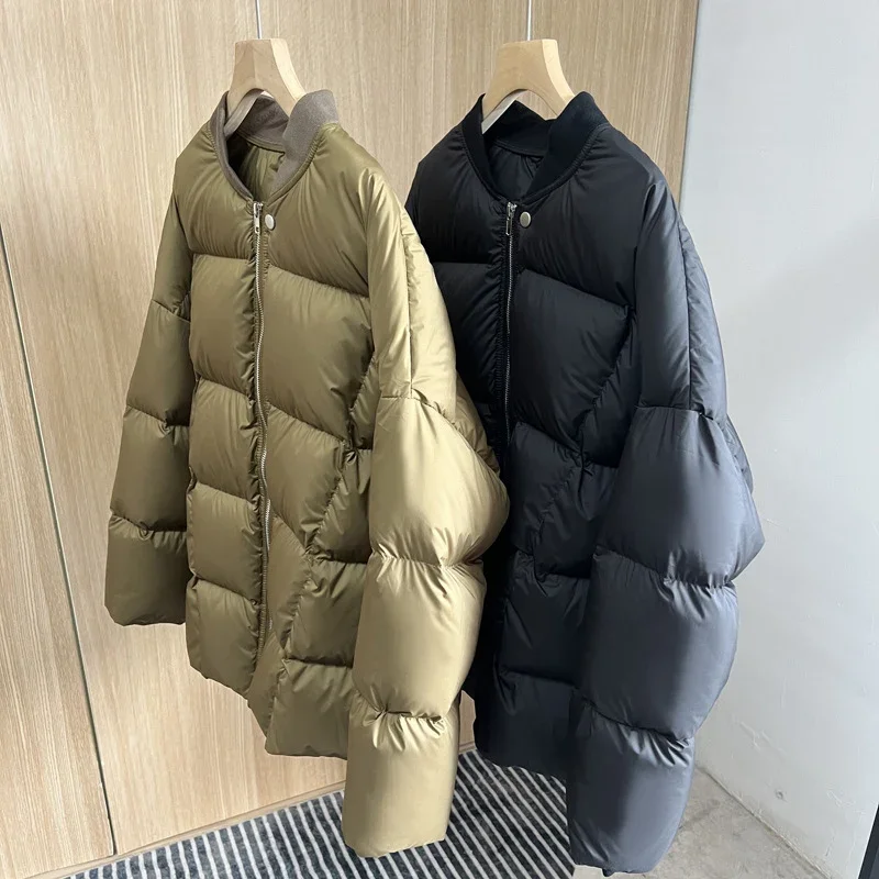 

Новая женская куртка из белого утиного пуха с воротником-стойкой, толстая, теплая, осенне-зимняя, роскошная, повседневная, оверсайз