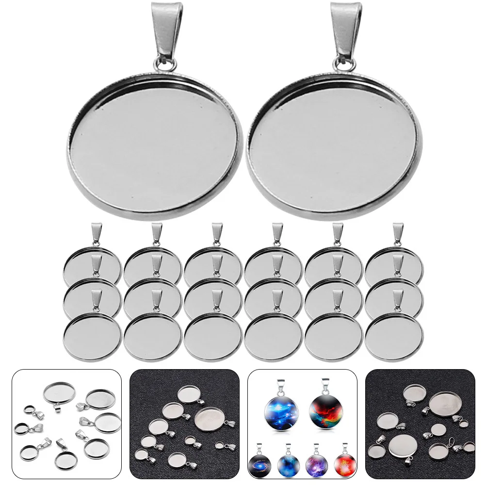 

40pcs Stainless Steel Pendant Holder Diy Ring Bases Jewelry Making Craft Bezel Trays For Necklace Earring Spacer Blank Bezels