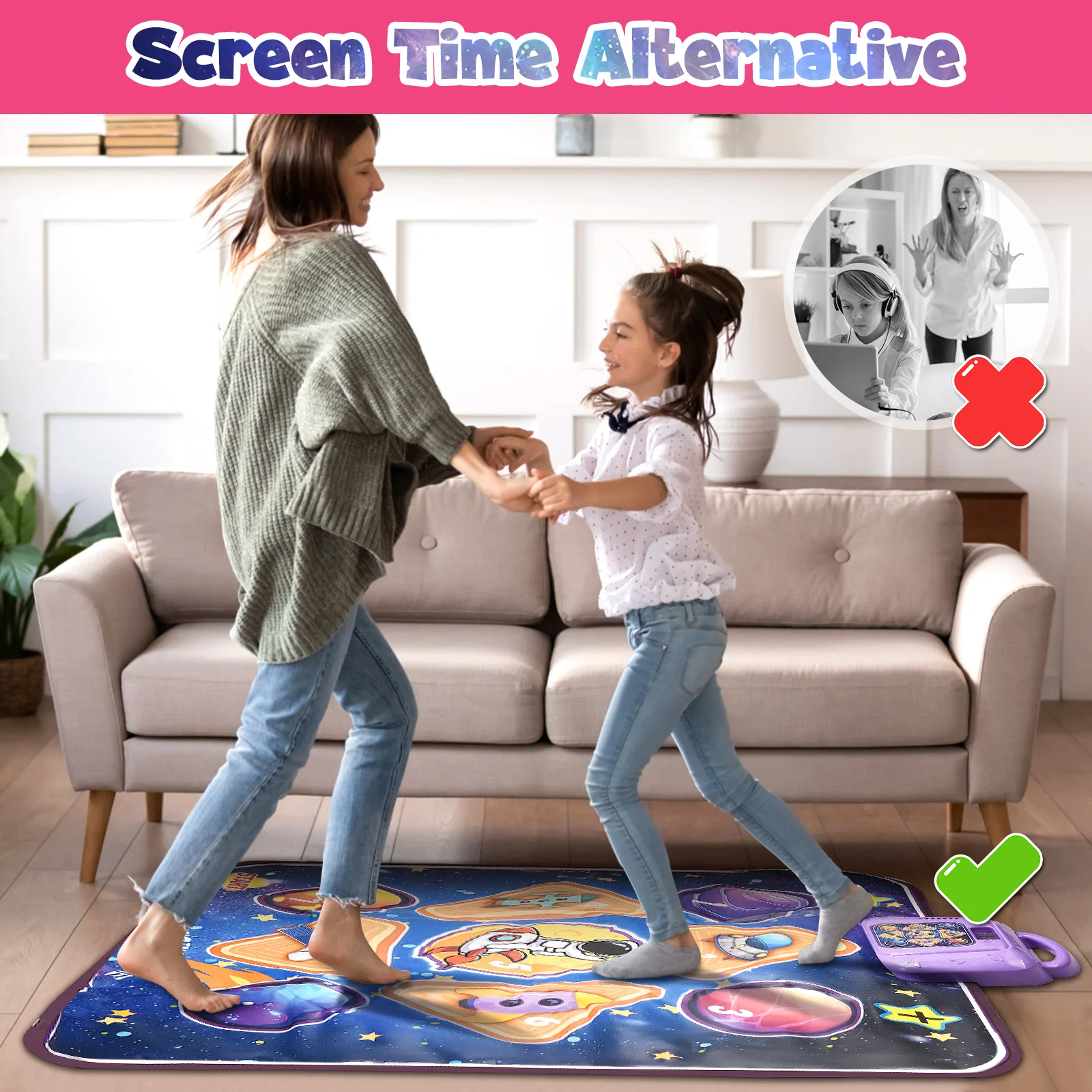 Kids Dance Mat Toys Musical Dance Mat For Children With 6 Game Modes Dance Pad With Built-in Music For Girls Boys Gifts